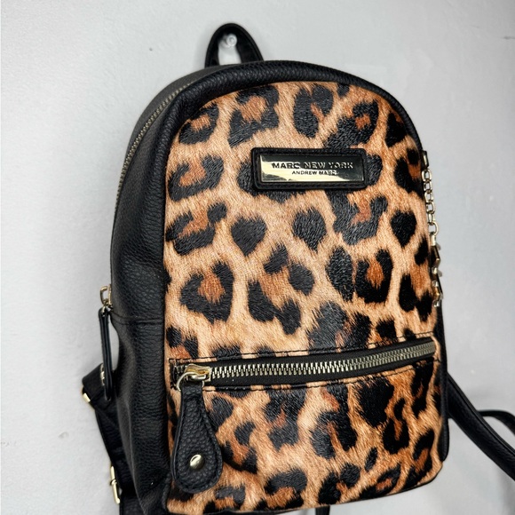 Marc New York Handbags - Marc New York Black and Brown Leopard Backpack